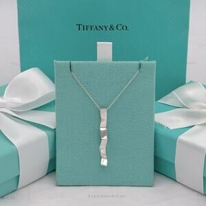 Tiffany & Co. Frank Gehry Fold Necklace Sterling Silver Zig Zag W/ Pouch & Box